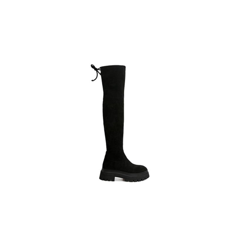 Yuanlitong 2025 Leg Jingbei~ Thick medium heel thick sole long tube elastic boots women's boots over knee boots women's shoes