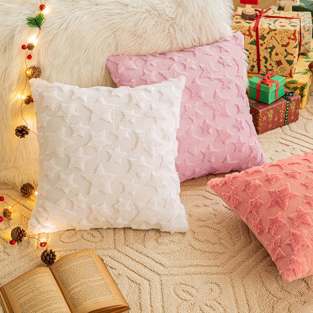 Weihnachtsstern Bestickter Fell Kissenbezug Wohnzimmer Sofa Kissenbezug Festliche Party Annehmlichkeit Dekorative Kissenhülle