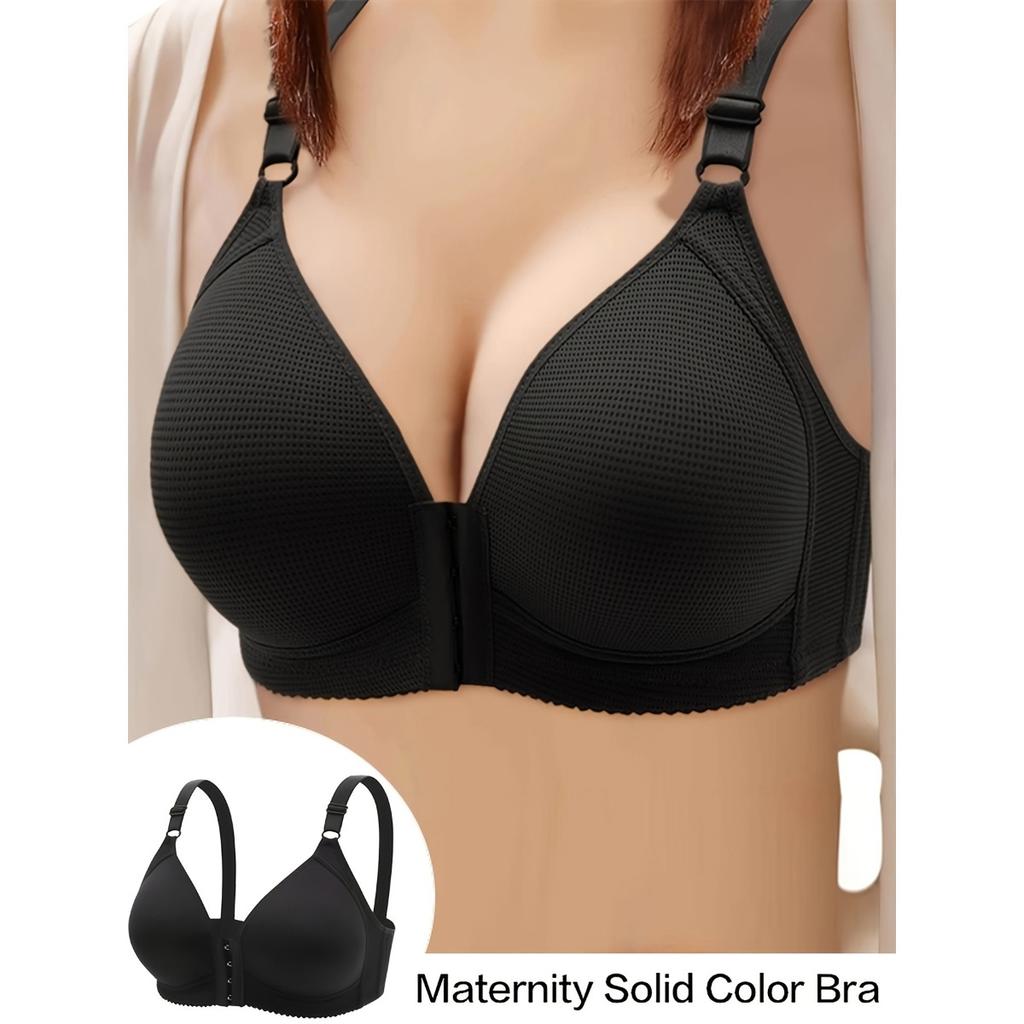 Front Clasp Design, Adjustable Straps, Non-removable Pads, Textured Fabric Provides Support and Comfort for All-season Wear, Black, Comfort Underwear