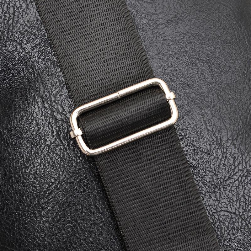 Simple and Fashionable Casual Solid Color PU Multifunctional USB Charging Zipper Man's Chest Bag Crossbody Bag for Commuting