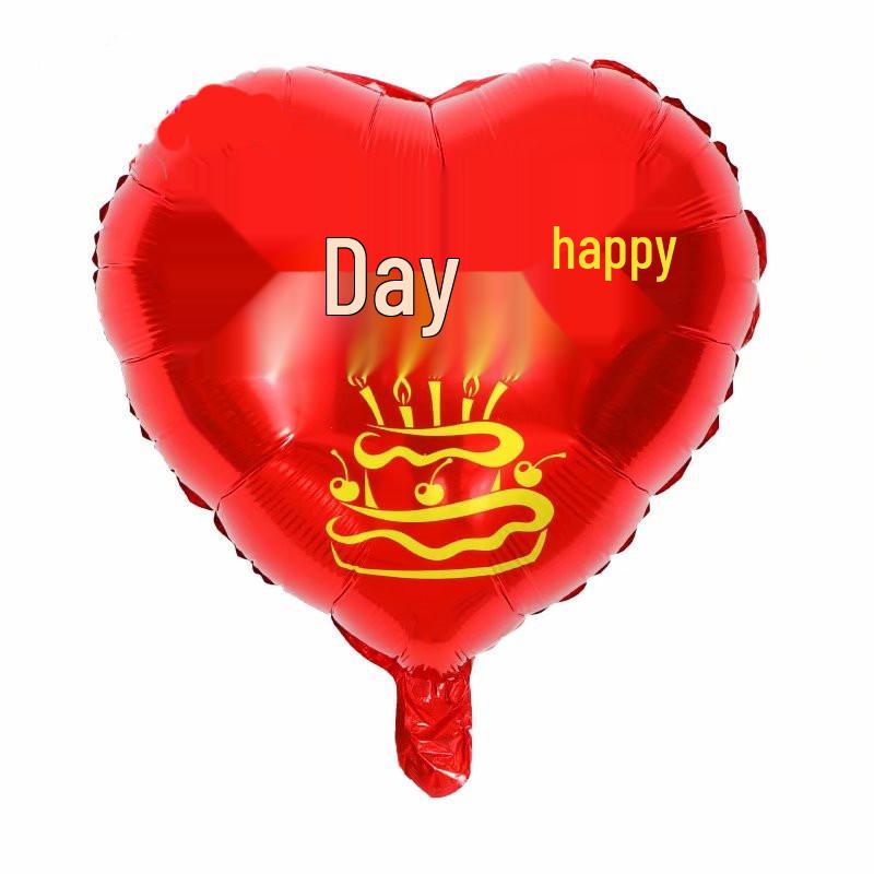18-Inch Heart-Shaped Happy Birthday Foil Balloon Party Decoration