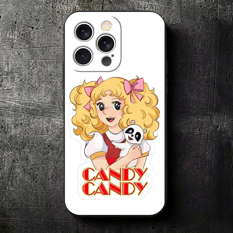 Anime Candy Candy Soft Phone Case for iPhone 16 16E 17 Air 15 Pro Max 14 Plus 13 Mini 11 12 7 Black Cover Back Shell