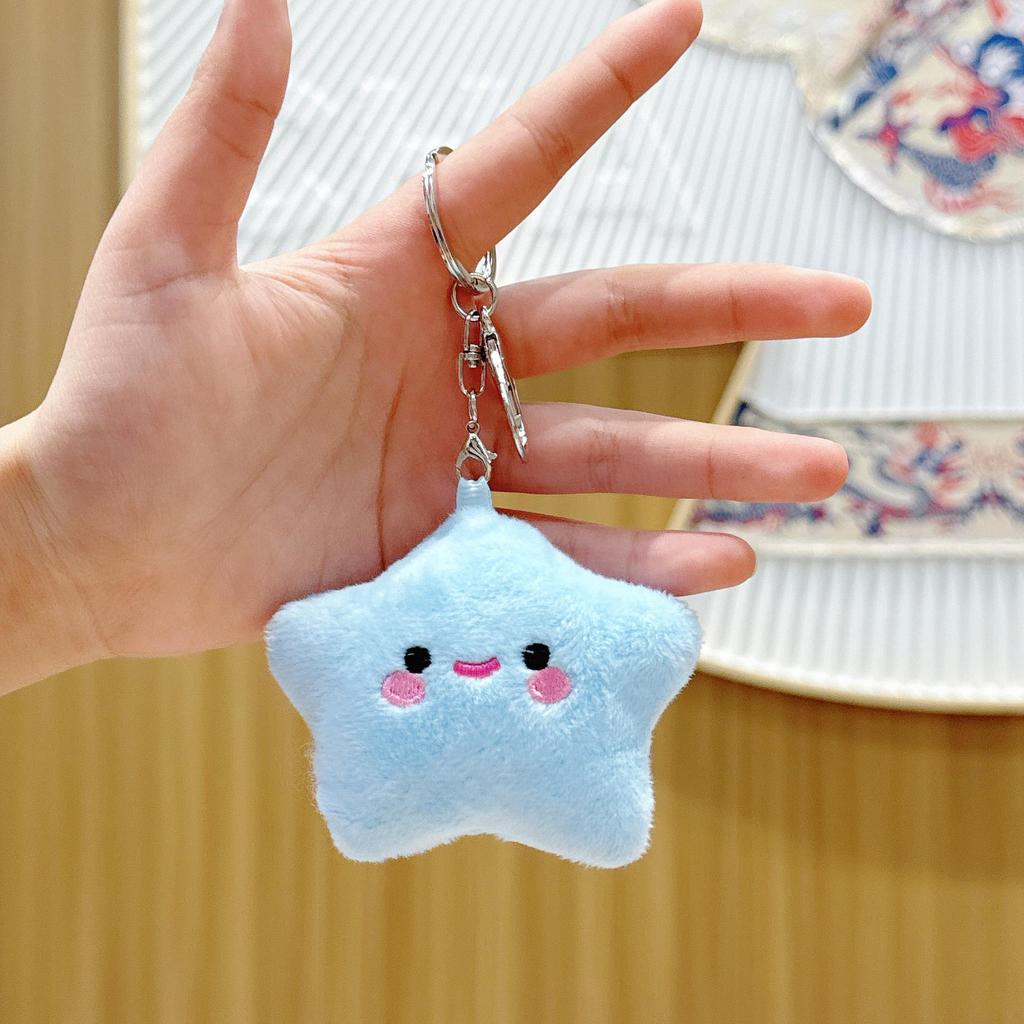 Five-Pointed Star Plush Bag Charm & Keychain - Cute, Girlish Heart Accessory for Backpacks