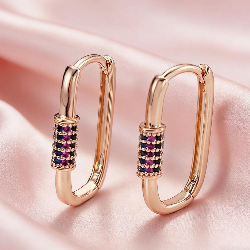 

SIMJOO Rose Gold Color Fashionable Geometric Shape Noble Women s Stone Earrings Pendants