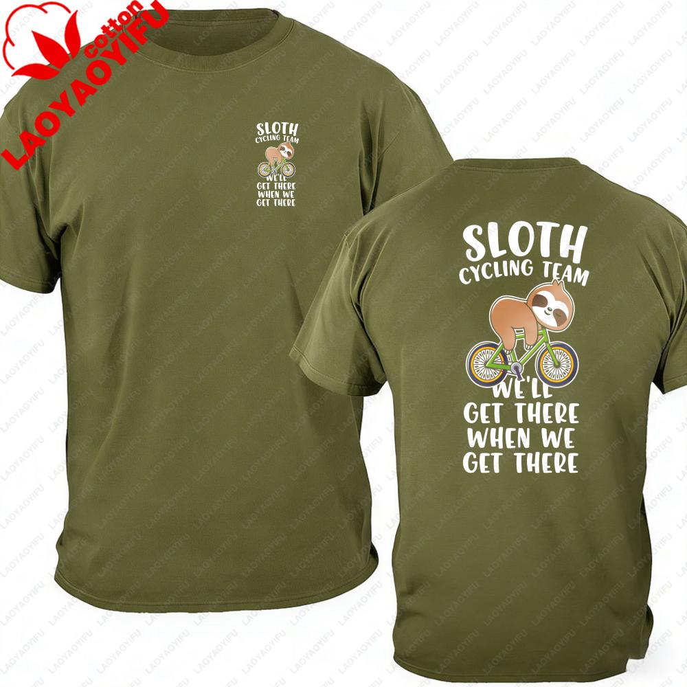 Sloth Cycling Team Graphic TShirt for Unisex Funny Bicycle Cycling Lover Lazy Humor Tee Casual Cotton Short Sleeve Novelty Gift S