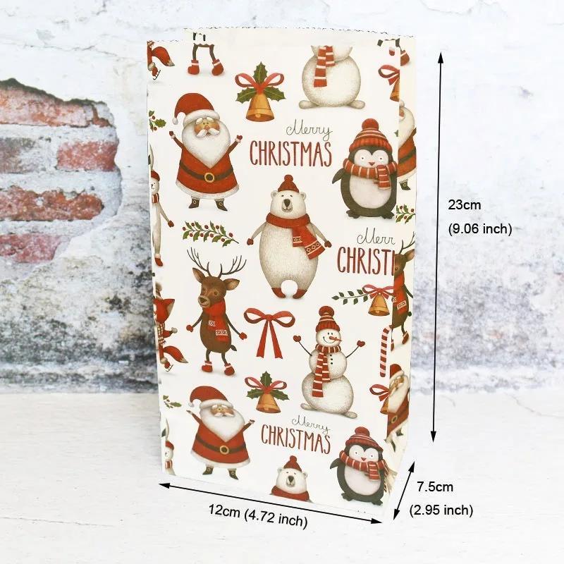 Christmas Candy Bags Party Supplies 24 Paper Bags 24 Stickers Merry Christmas Kraft Paper Bags Gift Bags