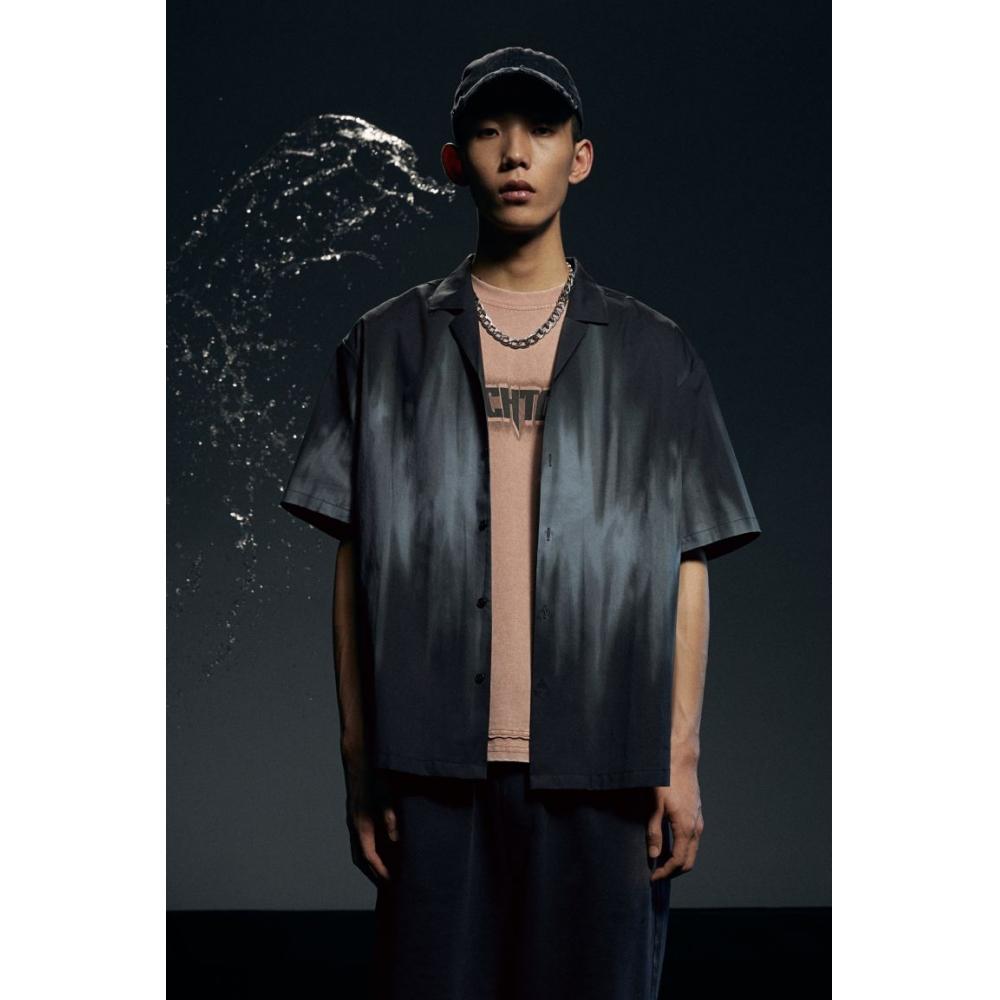 

HM свободный крой принтованная рубашка camp темно-зеленый узорчатый