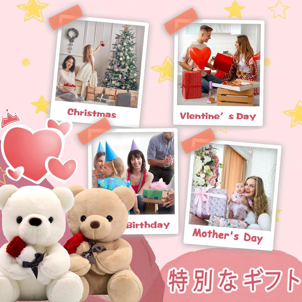 Homehalo Teddy Bear Plush Toy, Cute Teddy Bear, Body Pillow, Cute Animal, Fluffy, Special Bear, Comfortable Teddy Bear with Rose, Funny Gift,