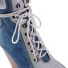 Fashion Kaky's New Pointed Denim Lace Up High Heel Large Women's Boots  Western Boots