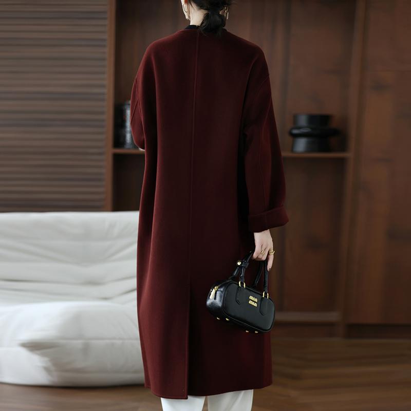 100% Wool Women Coat MODERN NEW SAGA Autumn Wool Long Coat Handmade Pea Coat Winter Warm Wool Long Jacket Overcoat