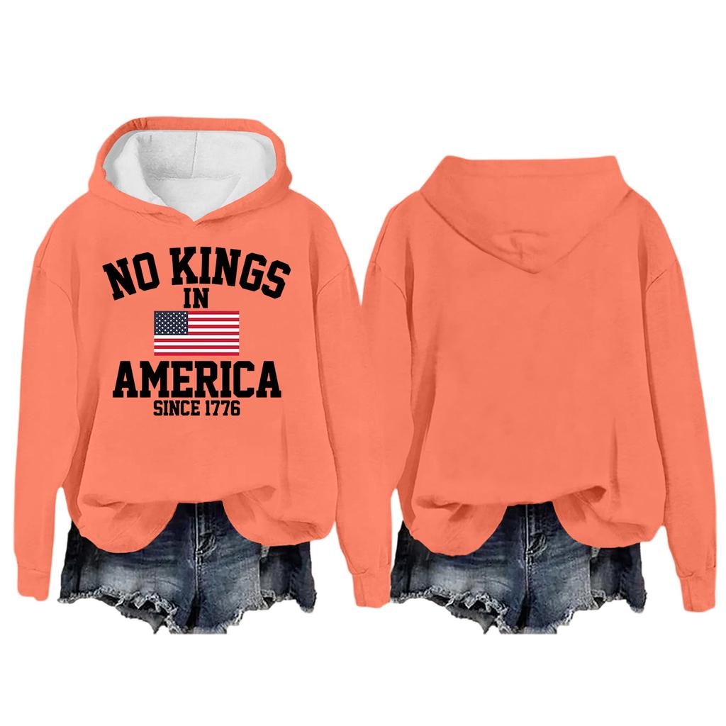 Women's Round Neck Long Sleeve Printed Pullover Hooded Sweatshirt