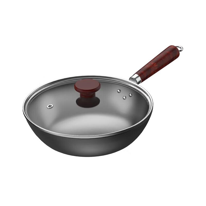Supor Cookware 32cm Uncoated Fine Iron Wok with Lid