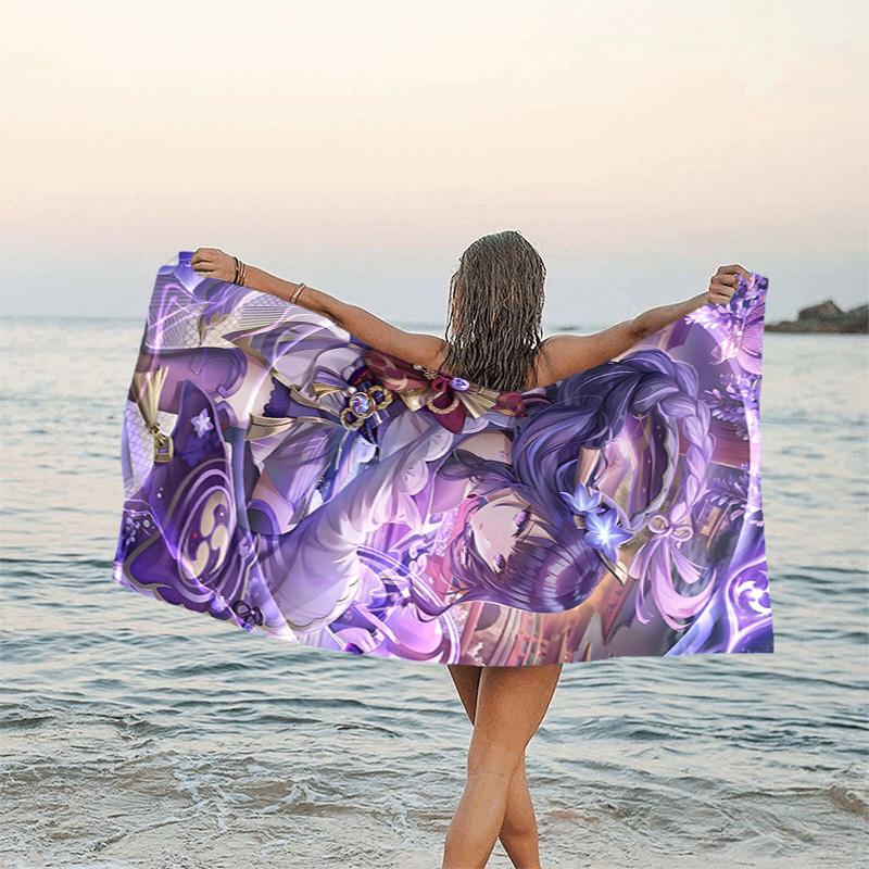1pc Genshin Impact Beelzebul2 Beach Towel, Beach and Seaside Swimming Pool Equipment, Fashion Pattern, Rectangular, Travel Essentials