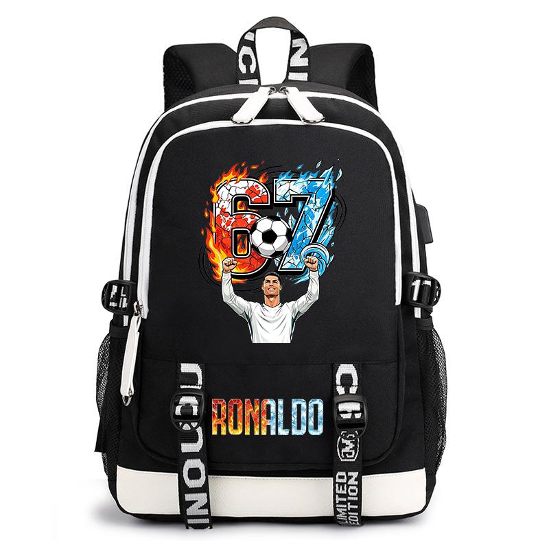 Cr7 Ronaldo 67 Print Casual Backpack for Kids Teens Lightweight School Bag Daily Travel Rucksack