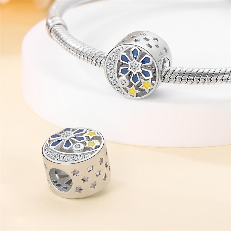 Original Charmscopper Snowflakes Stars Moon Beads Fit Charms Platabracelets For Women Women Jewelry Making Diy