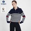 Women's Striped Oversize Half-Zip Knit Sweater