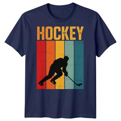 Hockey Eishockey Sport Herren T-Shirt Retro Grafik T-Shirt Spieler Silhouette
