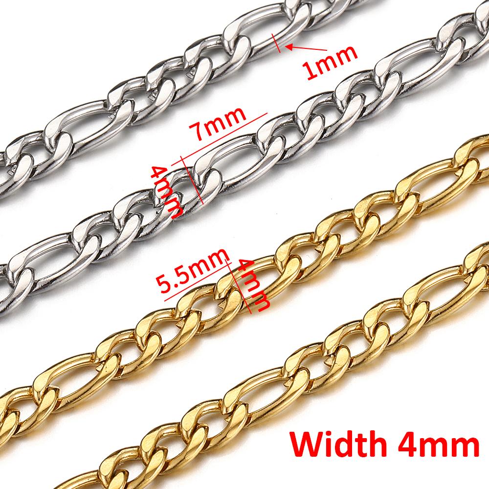 2meters 1Meter Gold Color Stainless Steel Chains for Jewelry Making DIY Necklace Bracelet Choker 2.5mm 4mm 5mm Chain Wholelsale