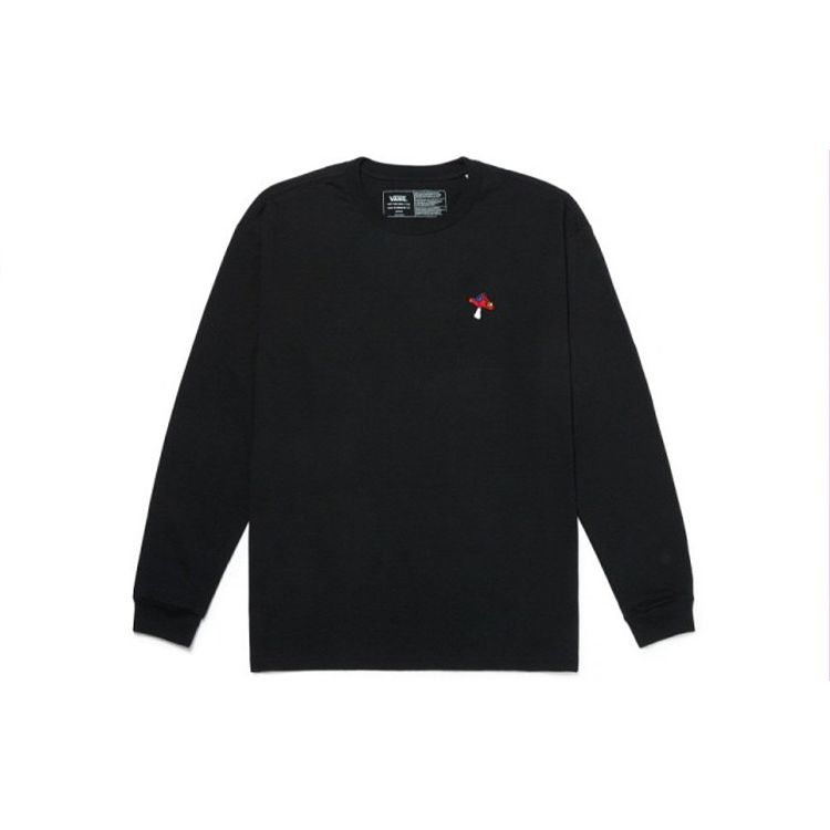 Vans Back Logo Print Crew Neck Long Sleeve T-Shirt Men Tops Black VN0A5H86BLK