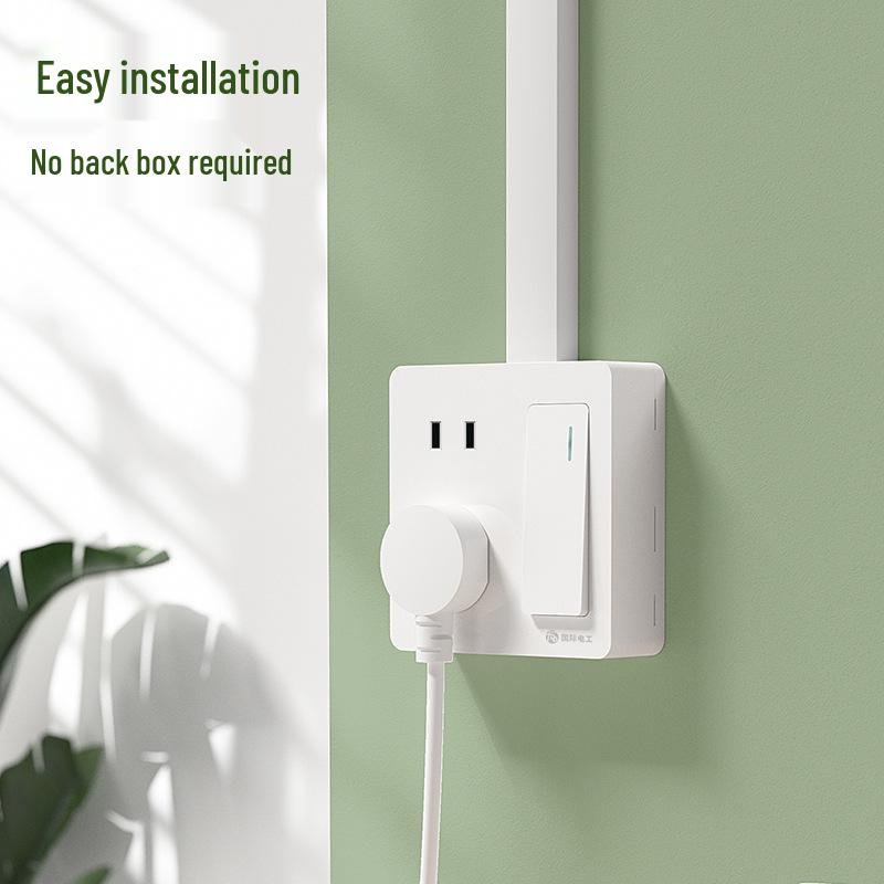 Ultra-Thin Surface-Mounted Single-Control Wall Switch & Socket Panel with Surface Box Outlet, One-Gang Push Button for Household Lighting.