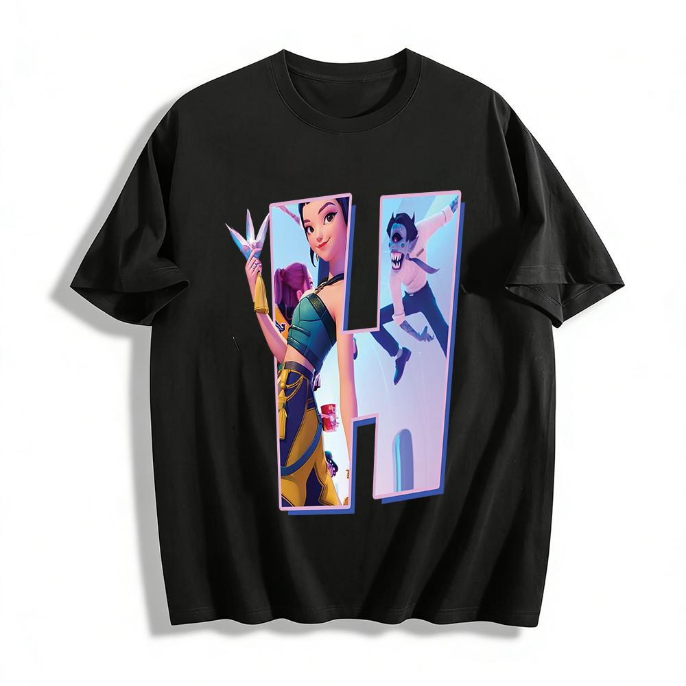 Cyberpunk Style Virtual Character Print T-Shirt Unisex Casual Trendy Graphic Tee Pure cotton T-shirt XXS