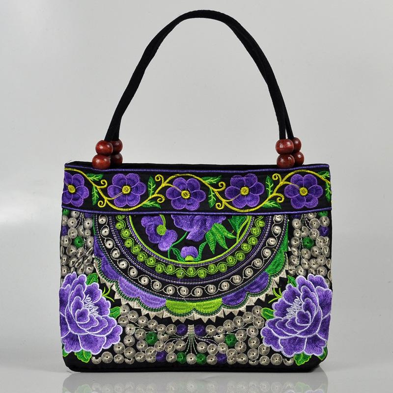 Original Ethnic Style Canvas Embroidered Women's Bag Handheld Small Bag Embroidery Handbags for Women
