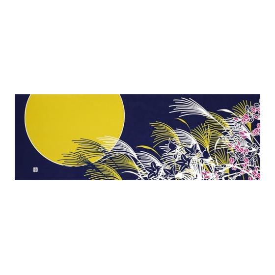 Somen Anbo Tenugui Mid-Autumn Moon of Chushu (Mid-Autumn Moon) Hand-dyed 100% Cotton Tokka Made in Japan 35cm x 100cm Pampas Grass, Bush Clover,