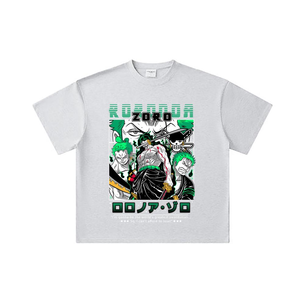 T-shirt Unisex in Cotone Pesante 260 GSM Filato Doppio Titolo 32 100% Cotone Pezzo Unico Stampa V74 Zoro
