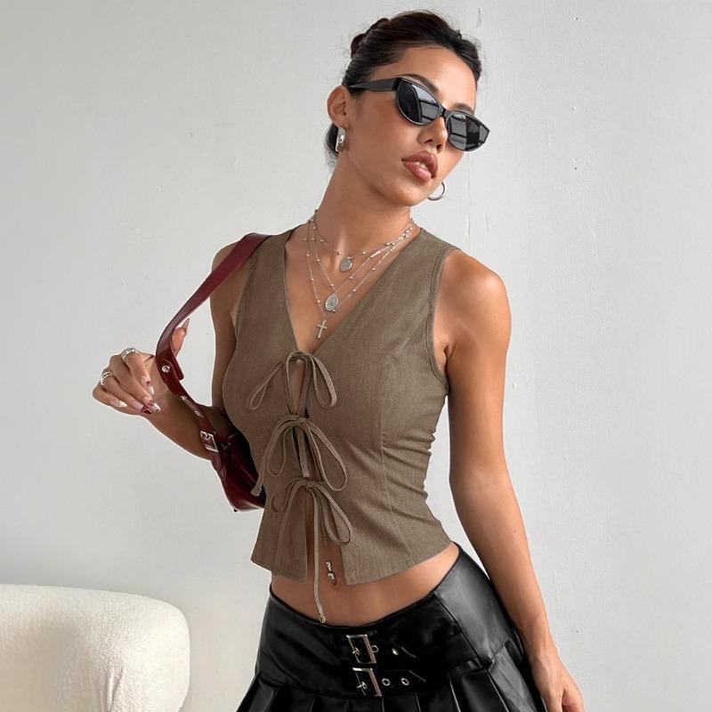 Top ajustado con cordones de verano para mujer