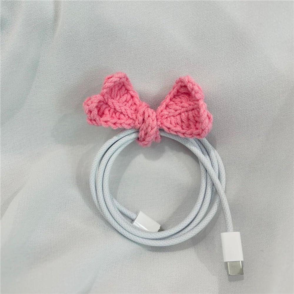 Hand-Knitted Headphone Decor Crochet Leaf Bud Crochet Bookmarks Multifunctional Cable Tie