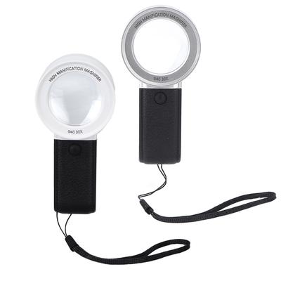 Lighted Magnifying Glass Handheld 30X Magnification 3 LED Lights 1 UV Light Multifunction Pocket Mag