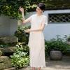 Sancai New Chinese Style Lace Embroidered Faux Two-Piece Long Dress