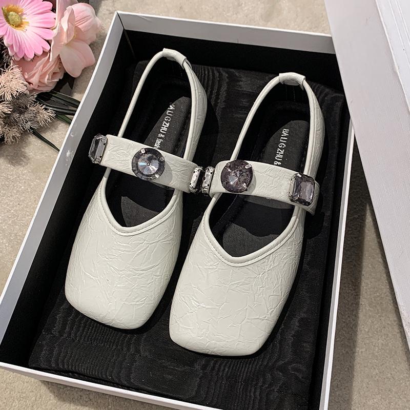 French Rhinestone Flat Bottom Baotou Women's Summer Outside Wear 2025 Fashion and Versatile Single Shoes