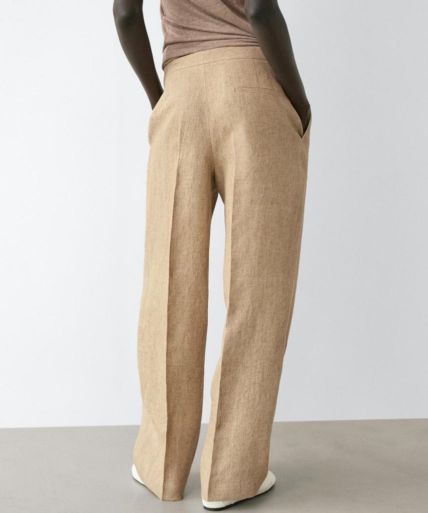 Masimodutti Dart Detail Linen Fluid Pants