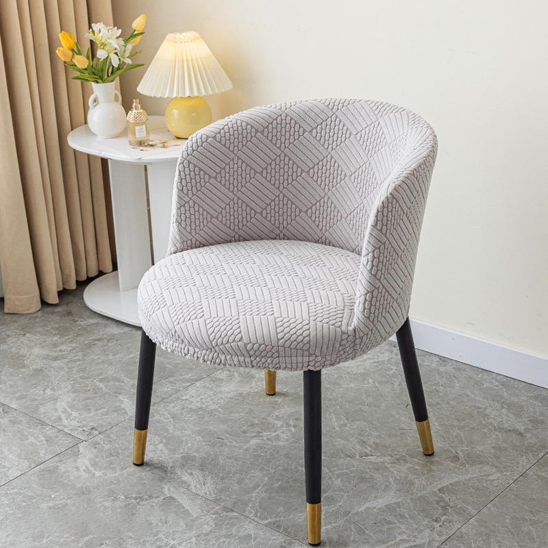 Nordic 3D Jacquard Curved Armchair Elastic Seat Cover Carved Arc-Shaped Chair Cover Dustproof Protect Dining Chair Slipcover