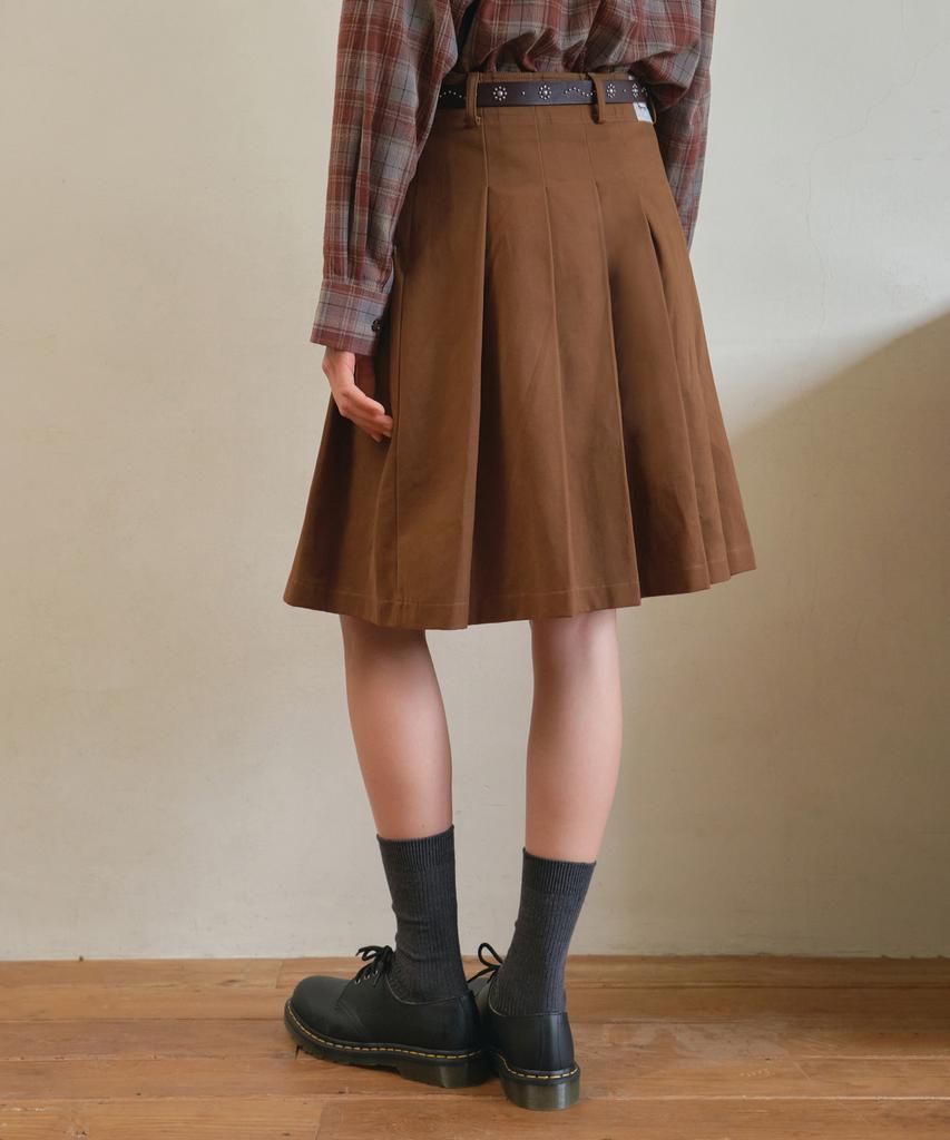 Aueonoseuteljia Mila Cotton Pleats Midi Skirt_Camel(O25-Sk14)