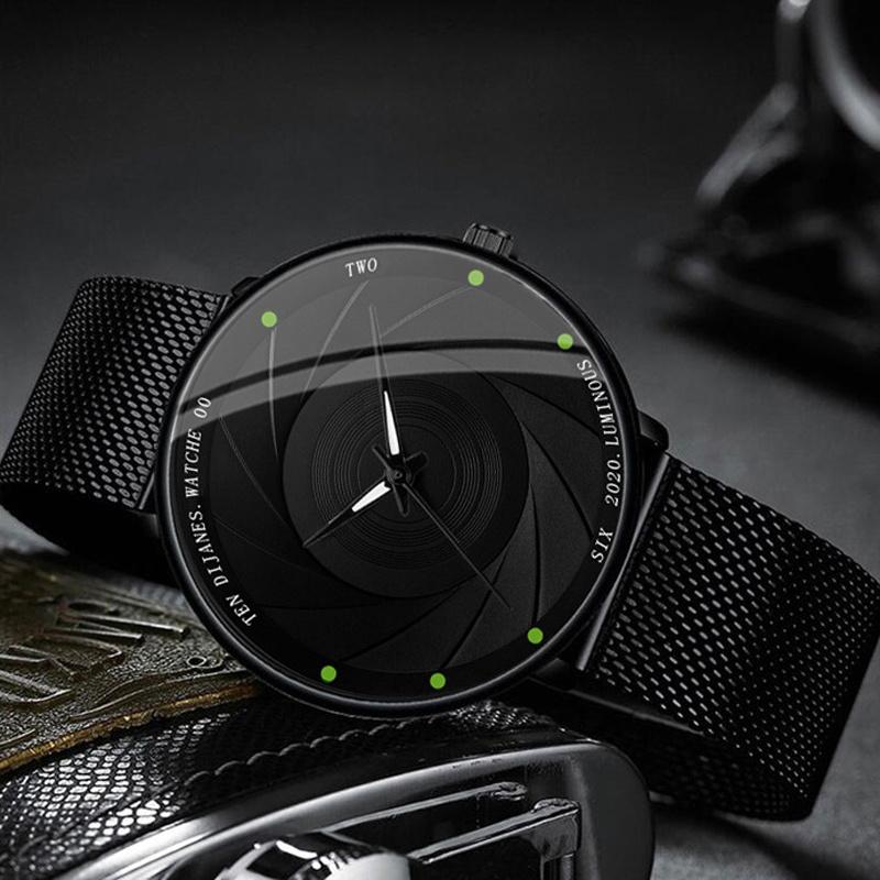 DIJANES 2pcs/set Men's Business Minimalist Quartz Watch Stainless Steel Mesh Band Wrist Watch & Her King Bracelet, Valentine's Day Gift For Him