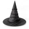 Chapeau de Sorcière Lolita à Large Bord Casquette de Magicienne Gothique pour Femmes Casquette de Mascarade Froncée Accessoires Cosplay