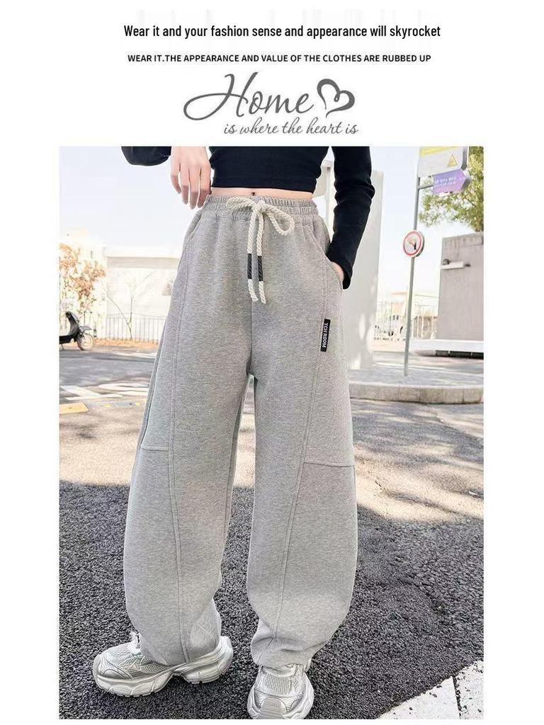 Girls' Wide-Leg Fleece Pants - Autumn/Winter Thickened Casual Sportswear