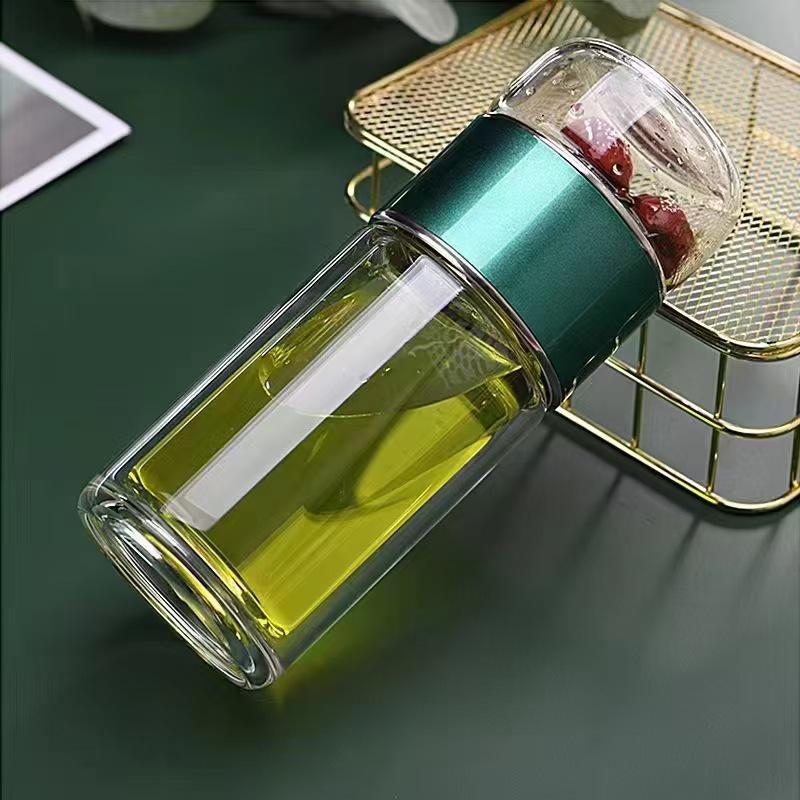 Women's Portable Tea Brewing Cup with Tea-Water Separation - Glass Tea Ceremony Gift, Office Mug with Printable Logo