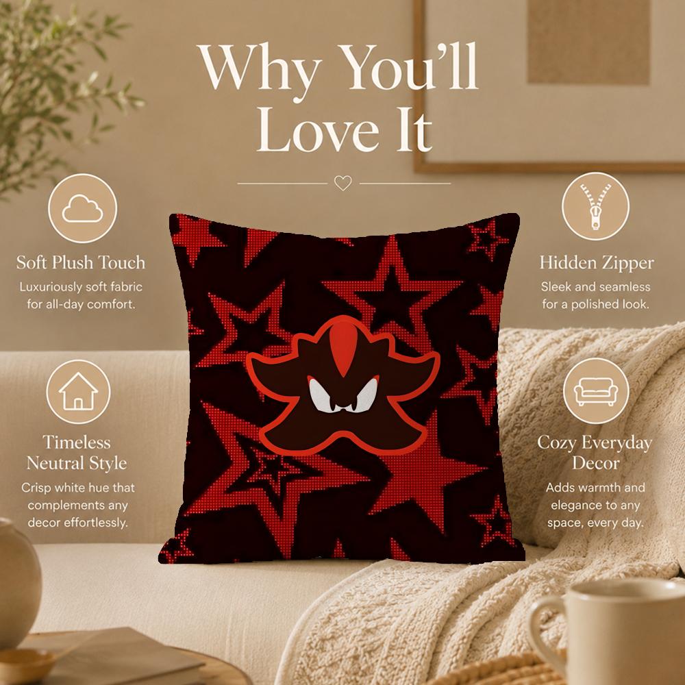 Character S-Shadow The HedgehogS Cushion Cover Double-Sided Printed Pillow Cover Hypoallergenic Dust-Mite Proof