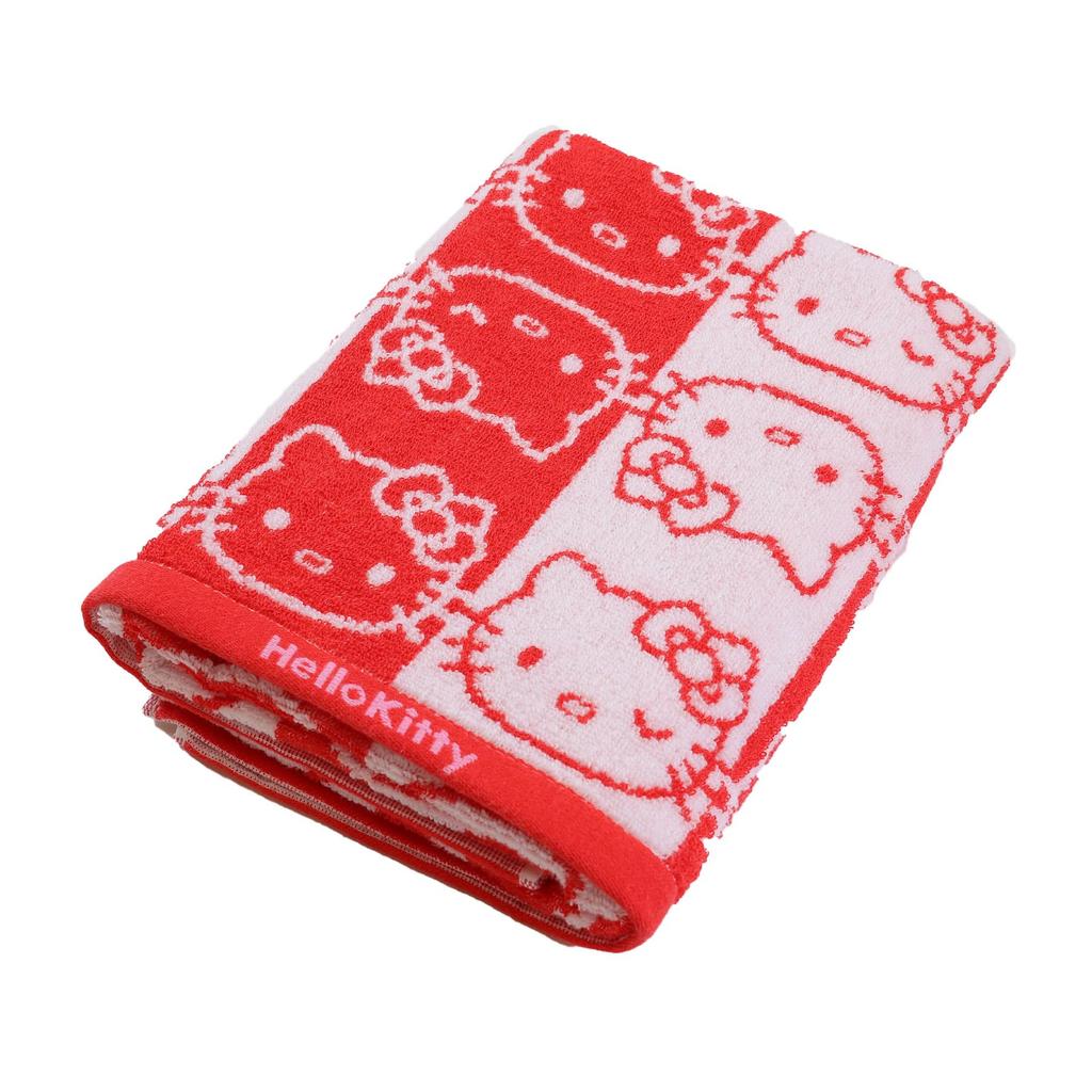 Marushin Sanrio Hello Kitty Face Pattern Bath 3725013600 Towel, Cute,