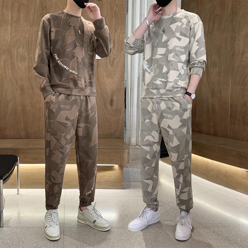 Uformell sportsdress for menn vår og høst Ny genser med rund hals Løs kjekk dress