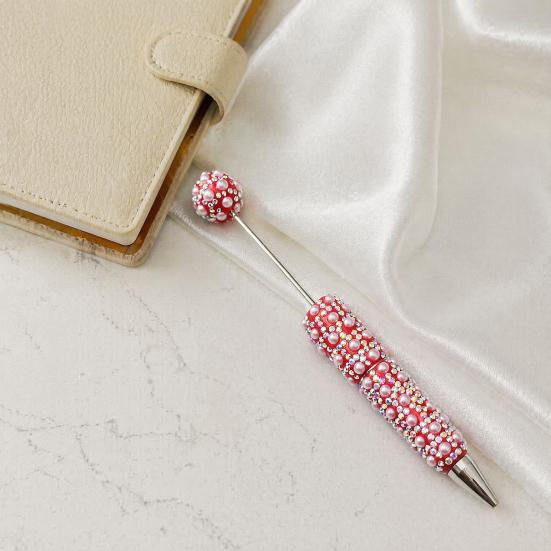 Personalized Gift Pen DIY Beadable Pen, Rhinestone Faux Pearl Ballpoint Fancy Glitter Stationery for Crafts Crafting, Student Office Writing