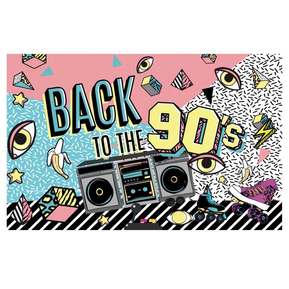 Back To 80's Theme Party Decoration 80's Party Banner Music Disco Backdrops Graffiti Neon Glow Photography Backgrounds Decor