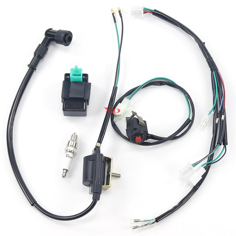 ATV Off-road Motorcycle 50-110CC Accessories: Foot Starter, Wiring Harness, Ignition Coil, High Voltage Electrical Components.