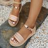 Fashion Women's Shoes Platform Wedgs Sandals Women Summer Woven Rivets Thick Bottom Sandles Woman Fashion Crystal Ankle Buckle Sandalias