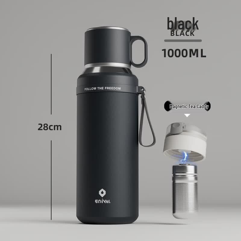 ENIVAL 1000ml Outdoor Tea Infuser Thermos Bottle
