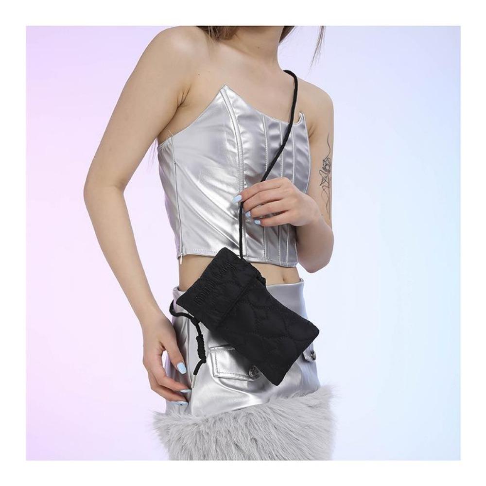 Nylon Rhombus Bag, Simple Letter Style.