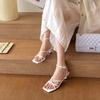 Fashion 2015 Purple Satin One-word Sandals Women's Summer New Square Head High Heels